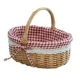 thumbnail image 1 of Wicker Woven Basket, Multipurpose Natural Willow Basket with Handle Linen Cotton Cloth Lining for Storage and Decoration （Red）, 1 of 6