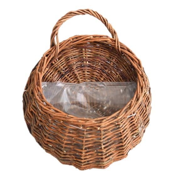 Wicker Woven Hanging Basket, Wall Mounted Planter Decorative Wicker Basket, Handmade Rattan Basket Hanging Flower Basket For Home Decor, Garden, Wedding
