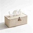 thumbnail image 1 of Wicker Woven Tissue Box Cover, Seagrass Rectangular Napkin Holder, Decorative Rattan Facial Tissue Holder, Vintage Pumping Paper Case Dispenser for Bathroom, Bedroom, Shelves, Living Room (Whitewash), 1 of 6