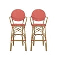 thumbnail image 1 of Wicker and Aluminum Outdoor 29.5 Inch French Barstools (Set of 2), Red, White, and Bamboo Print Finish, 1 of 8