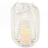 Wicker and Rattan LED Candle Lantern with Cage Look - White - Large ...