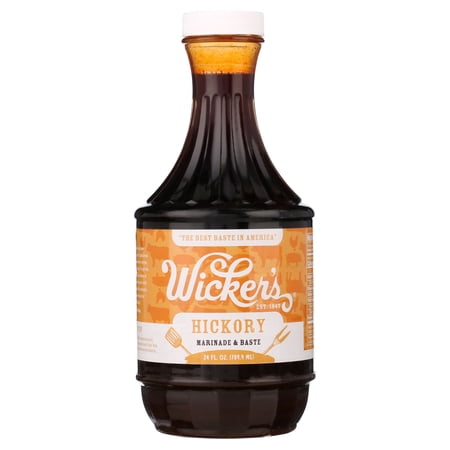 Wicker's Hickory Flavor Marinade & Baste, 24 fl oz – Smoky Marinade for BBQ, Grilling, and Roasting