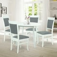 thumbnail image 1 of Wickerix 5 Piece Dining Set, 4 Classic Style Solid Wood Ronda Upholstered Chairs w Round Dining Table, Kitchen Set for Four, Living Room Set, White Finish, 1 of 7