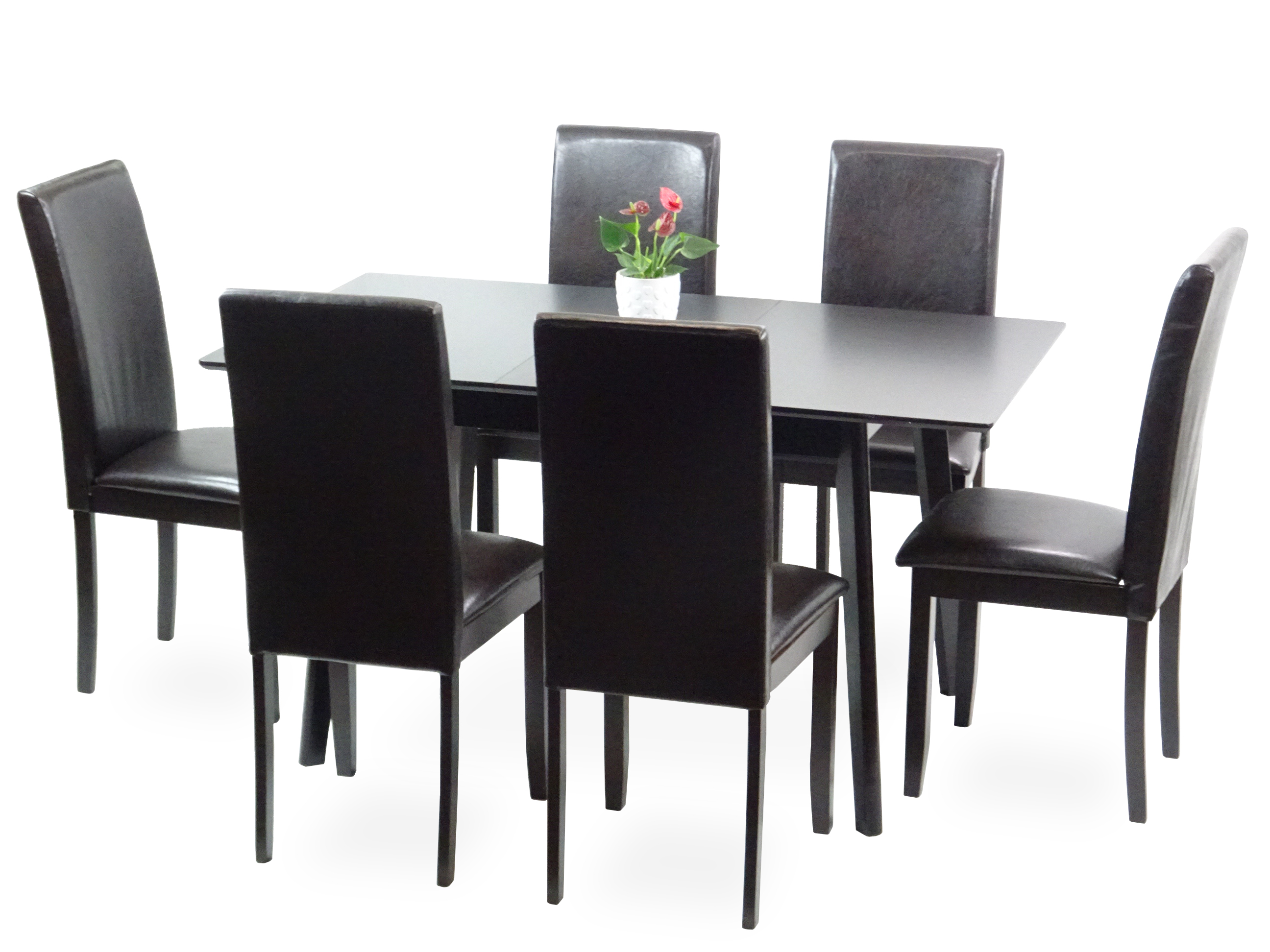 Wickerix Dining Room Set of 6 Fallabella Chairs and Extendable Dining