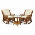 thumbnail image 1 of Wickerix Malibu Handmade Natural Rattan Living Room Set of 2 Rocking Lounge Chairs and Coffee Table, Colonial Color, 1 of 9