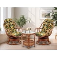 thumbnail image 1 of Wickerix Set of 2 Bali Lounge Swivel Rocking Chairs with Floral Cushion and Pelangi Round Coffee Table Natural Rattan Wicker Handmade, Colonial, 1 of 7