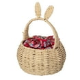Wickerwise HandWoven Easter Bunny Ear Basket with Handle Multi