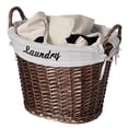 thumbnail image 1 of Wickerwise Handwoven Laundry Basket with Liner & Handles - Boho Decorative Storage Hamper for Clothes Blankets Pillows and Towels - Ideal for Laundry Room Bathroom Bedroom and Living Room, Brown, 1 of 7