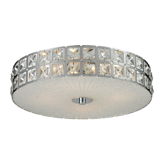 81081/4-Elk Lighting-Wickham - Four Light Flush Mount Chrome Finish with Clear Crystal