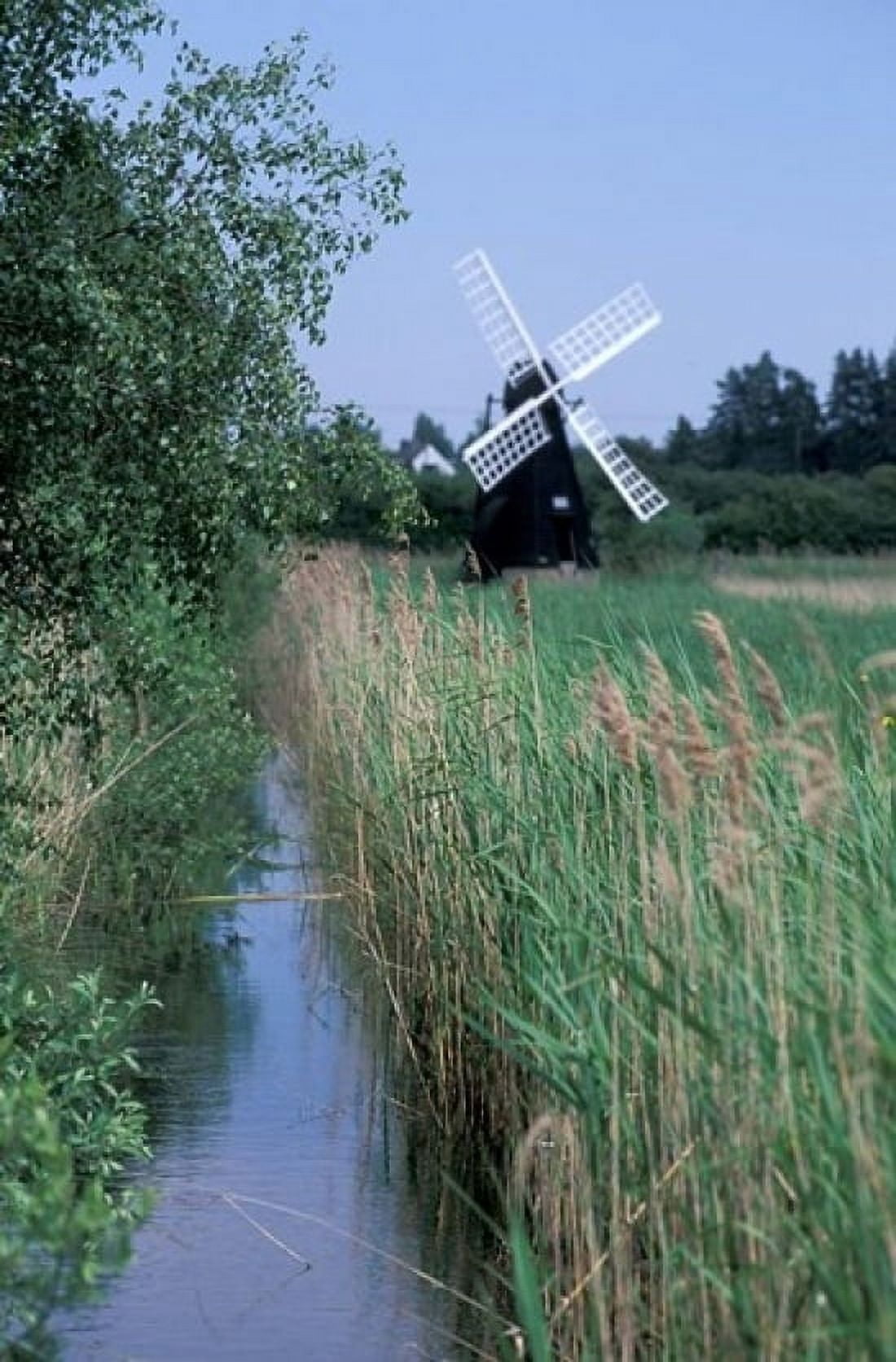 Wickham Fen Wind Pump Cambridgeshire England Canvas Art - Nik Wheeler DanitaDelimont (12 x 17)