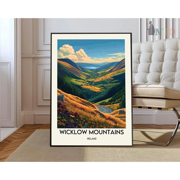 Wicklow Mountains Ireland Scenic Landscape Travel Poster, Unframed Paper Poster 8x10in