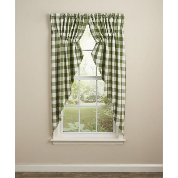 Wicklow Sage Buffalo Check Lined Gathered Swag 72''X63''