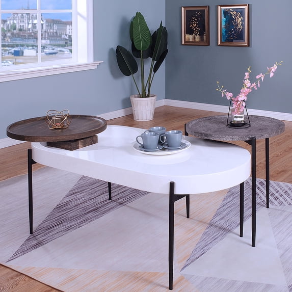 Wicklow Wood 2-Piece Coffee Table Set, Gray