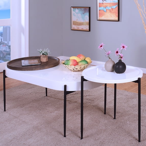 Wicklow Wood 2-Piece Coffee Table Set, White