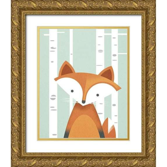 Wickstrom, Martin 12x14 Gold Ornate Wood Framed with Double Matting Museum Art Print Titled - Fox