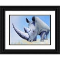 thumbnail image 1 of Wickstrom, Martin 14x11 Black Ornate Wood Framed with Double Matting Museum Art Print Titled - Rhino, 1 of 4