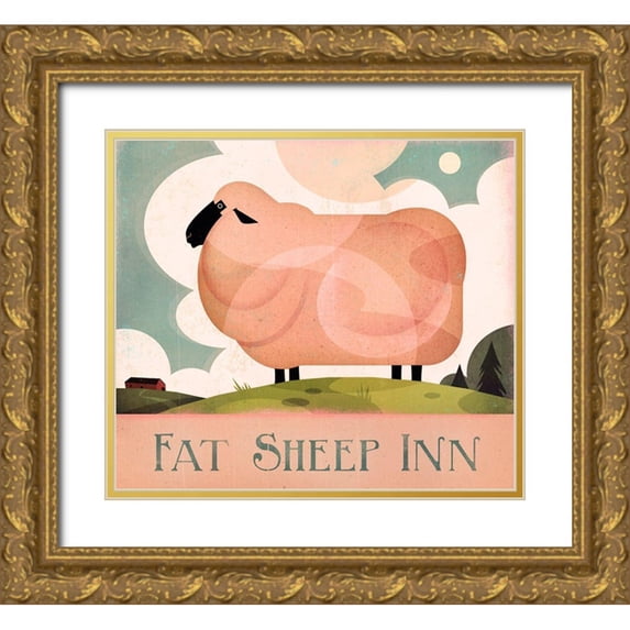 Wickstrom, Martin 17x15 Gold Ornate Wood Framed with Double Matting Museum Art Print Titled - Fat Sheep Inn