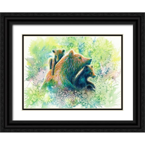 Wickstrom, Martin 18x14 Black Ornate Wood Framed with Double Matting Museum Art Print Titled - Mother Grizzly Bear