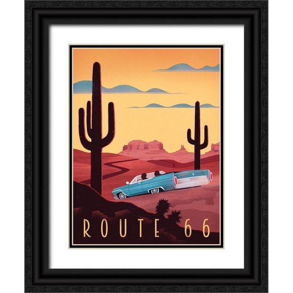 Wickstrom, Martin 19x24 Black Ornate Wood Framed with Double Matting Museum Art Print Titled - Route 66