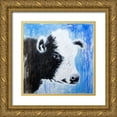 thumbnail image 1 of Wickstrom, Martin 20x20 Gold Ornate Wood Framed with Double Matting Museum Art Print Titled - Black and White Cow, 1 of 4
