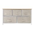 Wide 2Tier Nursery Dresser Tower with 5 Easy Pull Linen/Natural Fabric