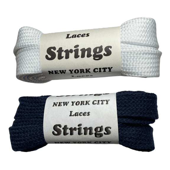 Wide 3/4 inch Shoe Laces Authentic 45" Length White and Black Made in the USA STRINGS Shoe Lace Co