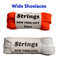 thumbnail image 1 of Wide 3/4 inch Shoe Laces Authentic 45" Length White and Orange STRINGS Shoe Lace Co, 1 of 1