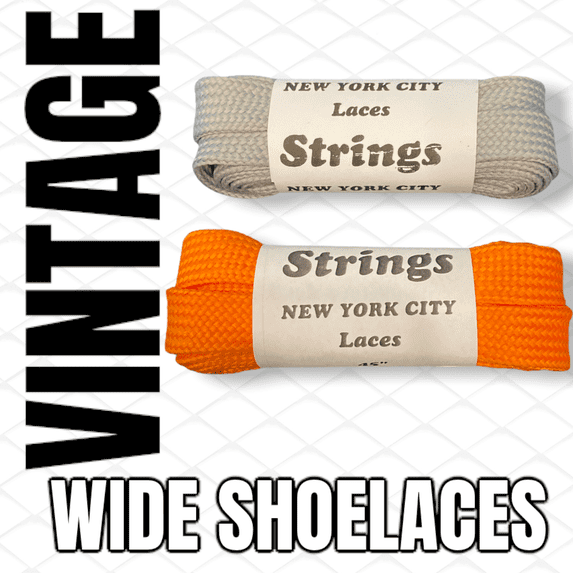 Wide 3/4 inch Shoelaces 45" Length Orange, and Grey. New from the 80's. STRINGS Shoe Lace Co