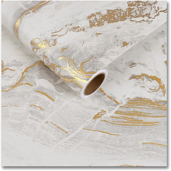 Wide 36"x118" Matte Liquid Beige Gold Marble Wallpaper Peel and Stick Marble Contact Paper for Walls Cabinet Vinyl Wrap Waterproof Adhesive Renter Friendly Wallpaper for Kitchen Living Room