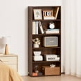 thumbnail image 1 of Wide 5-Shelf Open Bookcase, 53" Height-Adjustable Storage Shelf, Tall Display Organizer for Books & Decor, Wooden Floor Bookcase for Home & Office, Brown, 1 of 11