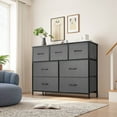 thumbnail image 1 of TINKLE WELL Wide 7 Drawer Fabric Dresser, Soft Storage Unit with Bins for Clothes, Toys, Linens, Fits Bedroom, Living Room, Hallway, Grey, 1 of 7