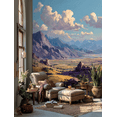 thumbnail image 1 of Wide Abstract Mountain Nature Canvas Print, Minimalist Landscape Art for Office Living Room Bedroom, 1 of 8