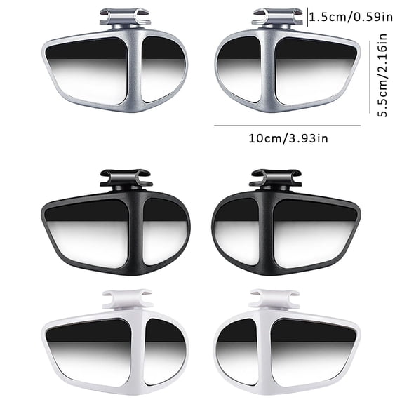 Wide Angle Blind Spot Mirror, 360-Degree Adjustable Clip-On for Car, SUV, Truck and Van