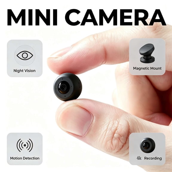Wide Angle Lens Security Camera, 4K Mini WiFi Cam with Night Vision, 250° View, Motion Detection for Full-Room Coverage