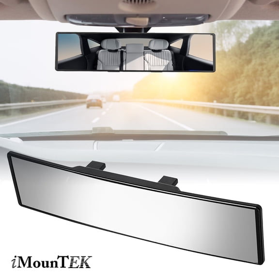 Wide Angle Rear View Mirror, Imountek Universal 11.4in Interior Clip-on Curve Convex Panoramic Anti-glare Car Rearview Mirror for Cars SUVs Trucks
