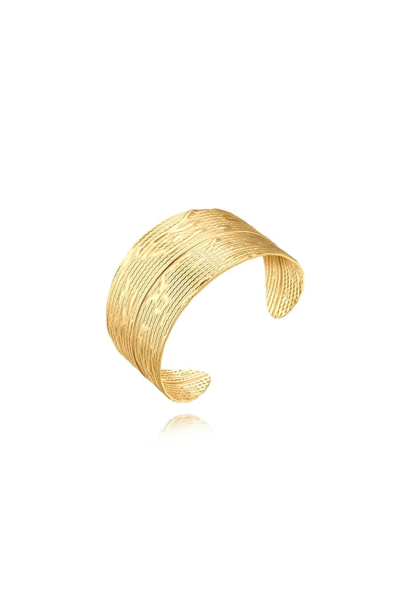 Wide Arm Cuff Bracelet for Women, Chunky 18k Gold Plated Open Bangle, Trendy Statement Vintage Jewelry