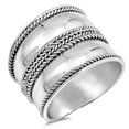 thumbnail image 1 of Wide Bali Rope Design Ring .925 Sterling Silver Thin Band Jewelry Female Male Unisex Size 11, 1 of 4