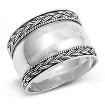 Wide Bali Rope Weave High Polish Ring .925 Sterling Silver Band Jewelry Female Male Unisex Size 9