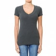 thumbnail image 1 of Wide Band Deep V-Neck Short Sleeve Casual T Shirt Top Cotton/Spandex (S-3X), 1 of 1