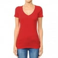 thumbnail image 1 of Wide Band Deep V-Neck Short Sleeve Casual T Shirt Top Cotton/Spandex (S-3X), 1 of 1