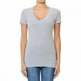 thumbnail image 1 of Wide Band Deep V-Neck Short Sleeve Casual T Shirt Top Cotton/Spandex (S-3X), 1 of 1