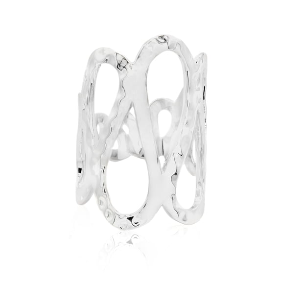 Wide Band Open Cut Statement Ring - Waterproof Stainless Steel Fashion Ring Size 12 Jewelry Ring