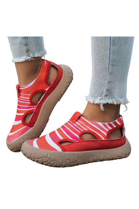Wide Barefoot Water Shoes Womens Quick Drying Cut out Beach Shoes Non Slip Athletic Sneakers for Swim Athletic Camping Red Size 7