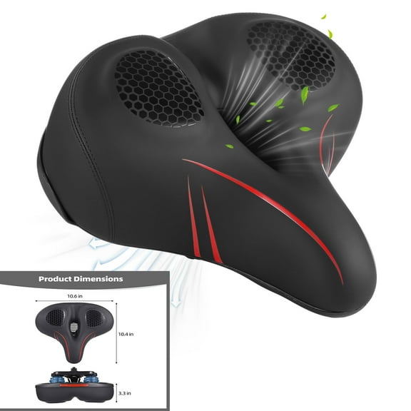 Bike Saddle Oversized Bicycle Saddle for Men Women, Wide Bike Seat Cushion with Dual Shock Absorbers Comfortable Padded Bicycle Seat Cushion Fit for Exercise/Indoor/Mountain/Road Bikes