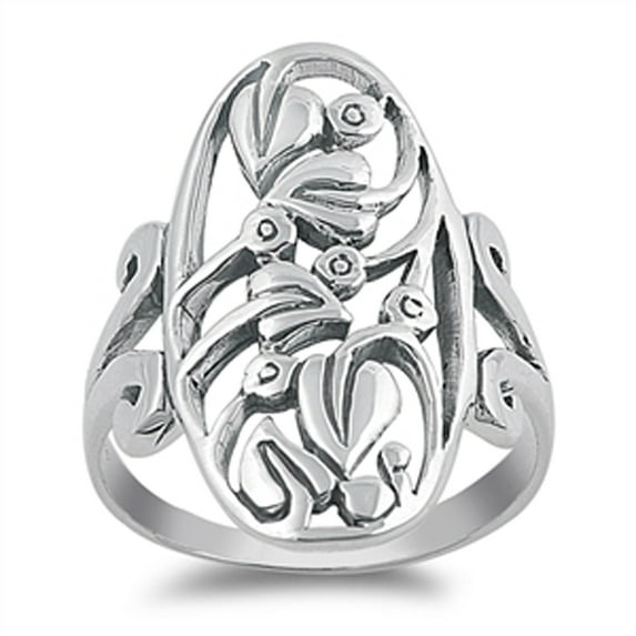 Wide Bird Tropical Animal Filigree Ring 925 Sterling Silver Band Jewelry Female Male Unisex Size 9