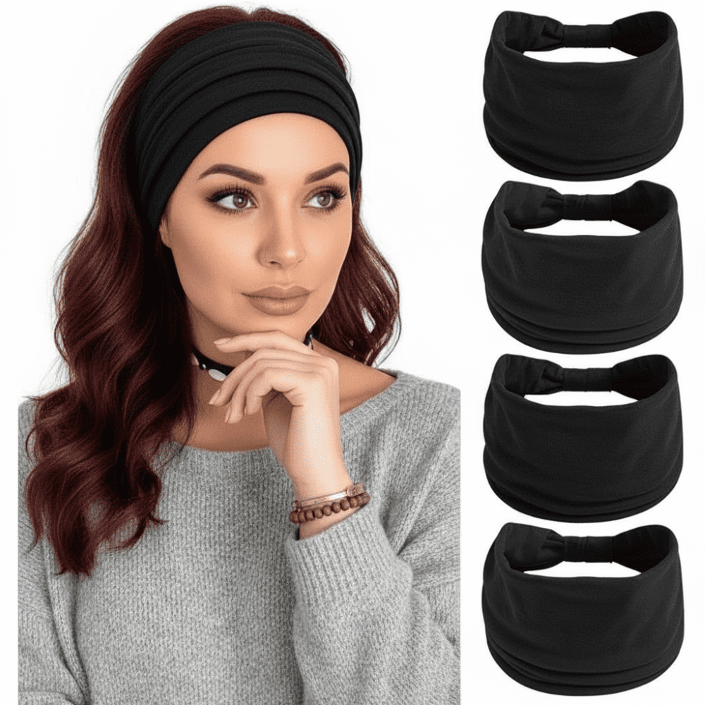 Scunci Extra-Wide Stretchable Headbands, Multicolor, 2 Count