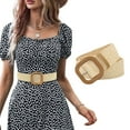 thumbnail image 1 of Wide Boho Straw Woven Elastic Belt qinhaie Wide Stretch Rattan Waist Band with Round Buckle, Summer Fashion Stretchy Waist Belt for Women Dresses Casual Daily Wear, 1 of 5