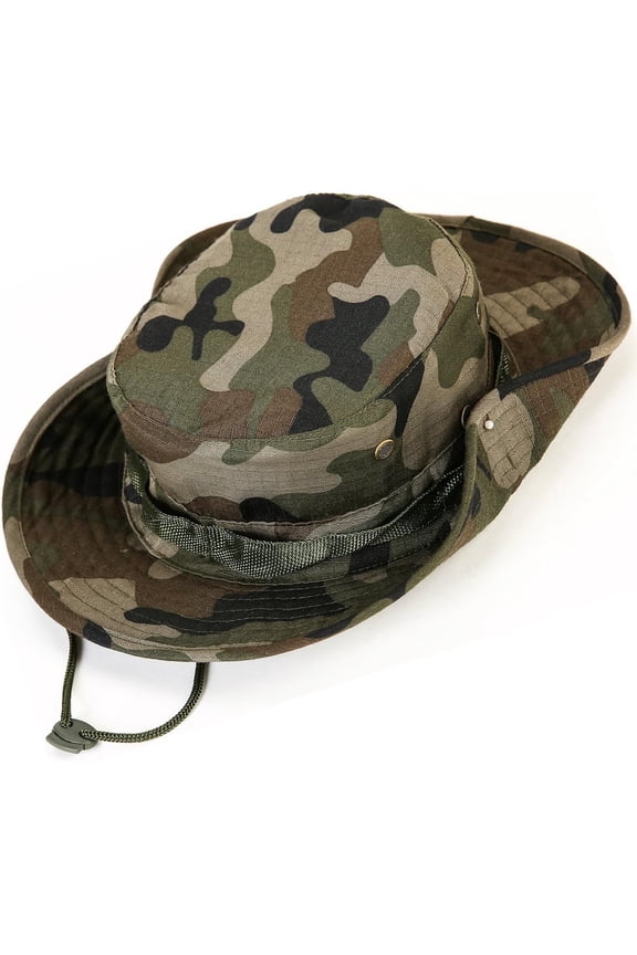 Wide Brim Boonie Hat, Men & Women Top Camo Bucket Hats for Hunting,Fishing,Beach