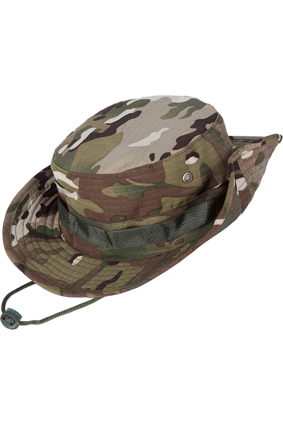 Wide Brim Boonie Hat, Men & Women Top Camo Bucket Hats for Safari Military Beach
