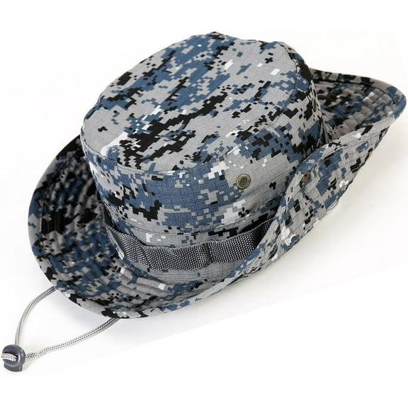 Wide Brim Boonie Hat, Men & Women Top Camo Bucket Hats for Safari Military Beach
